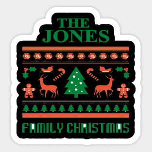 Family Christmas - Groovy Christmas JONES family, Family Christmas T-shirt, Pjama T-shirt Sticker